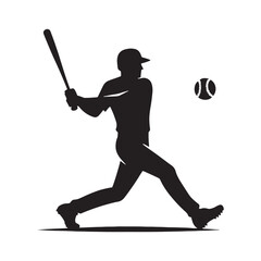 Athletic Symphony: Baseball Silhouette - Baseballer Vector, Creating a Harmonic Display of Skillful Movements
