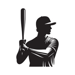 Athletic Flourish: Baseball Silhouette - Baseballer Vector, Capturing the Flourishing Movements of a Player
