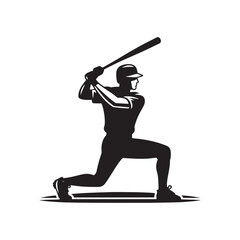 Fototapeta na wymiar Precision Strikes: Baseball Silhouette - Baseballer Vector, Illustrating the Exactness and Finesse of the Game 