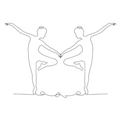 Dancing ballerina continuous single line drawing and one line minimalist dancer outline vector art illustration
