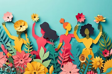Women's Day handmade paper cutout art background