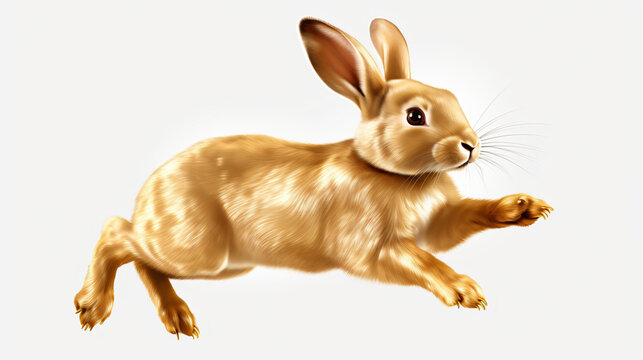 Golden 3d Rabbit Element In Various Pose