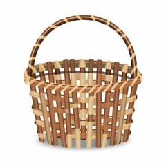 Wicker basket isolated. Vintage basket on white background
