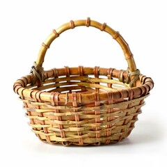 Wicker basket isolated. Vintage basket on white background