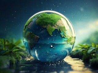 World water day. Globe Concept  design for banner poster.