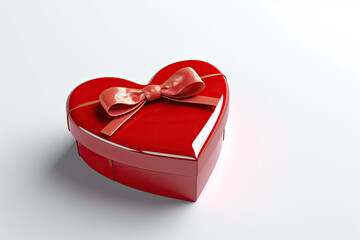 A red heart-shaped box with a bow. Perfect for Valentine's Day, love and romance concepts, gift-giving, and special occasions. Ideal for greeting cards, social media posts, and promotional materials.