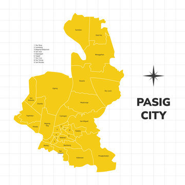 Pasig City map illustration. Map of the city in the Philippines