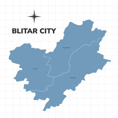 Blitar city map illustration. Map of cities in Indonesia