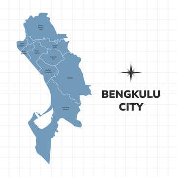 Bengkulu city map illustration. Map of cities in Indonesia