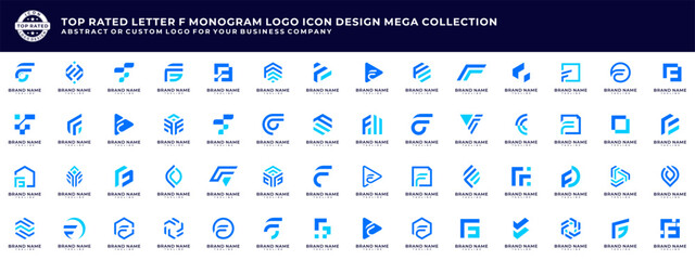 F monogram logo design collection.  icons for business of luxury, elegant, minimalist - obrazy, fototapety, plakaty