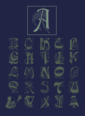 Vintage typography alphabets collection