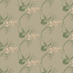 retro ornamenta flowers and butterfly seamless pattern