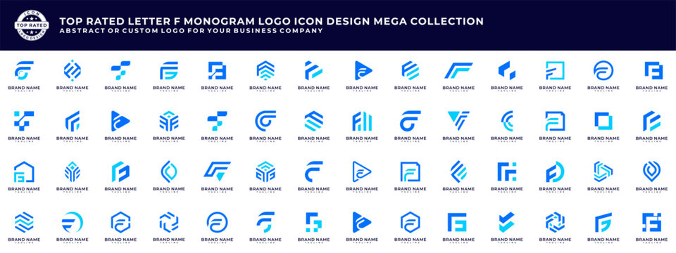 F monogram logo design collection.  icons for business of luxury, elegant, minimalist
