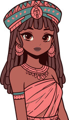 Cute Ancient Egypt Woman Wearing Kalasiris Clipart Vector Illustration