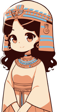 Cute Ancient Egypt Woman Wearing Kalasiris Clipart Vector Illustration