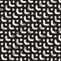 Vector seamless hand-painted ink pattern. Abstract decorative background. Stylish monochrome hand-drawn texture.