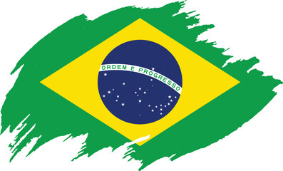 Brazil flag painted with brush on white background