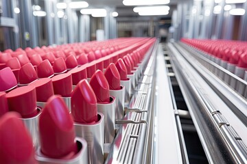 Obraz premium conveyor belt conveyor with lipstick