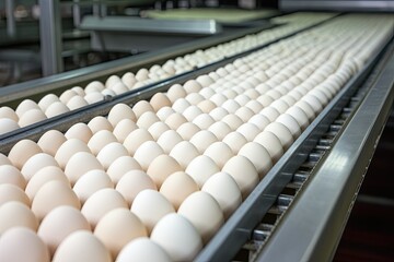 chicken eggs in a factory