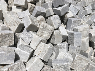 Pile of white cobblestones 