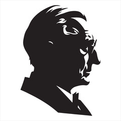 Gracious Existence: Old Man Silhouette in a Gracious Display of Human Existence - People Silhouette - Man Face Vector
