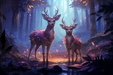 Elusive twilight fauns, guardians of the boundary between day and night - Generative AI