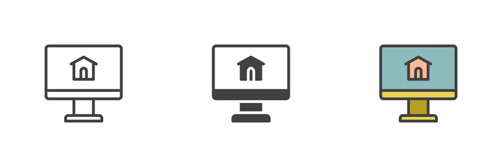 Online real estate service different style icon set