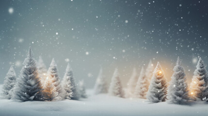 Winter Christmas background with sky, heavy snowfall, snowflakes in different shapes and forms, snowdrifts