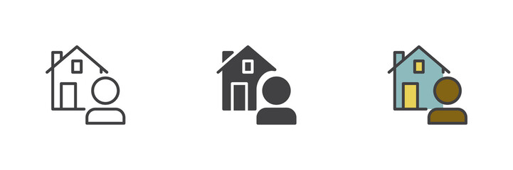 Real estate agent different style icon set