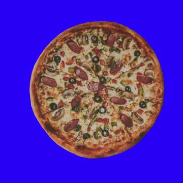 Pizza animation. Pizza screen or chroma key. Burger animated on a green background. 4K 3D animation. Food animation on paper effect. 3D rendering Green Screen.
