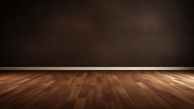 empty Dark Brown wall. dark brown wooden floor