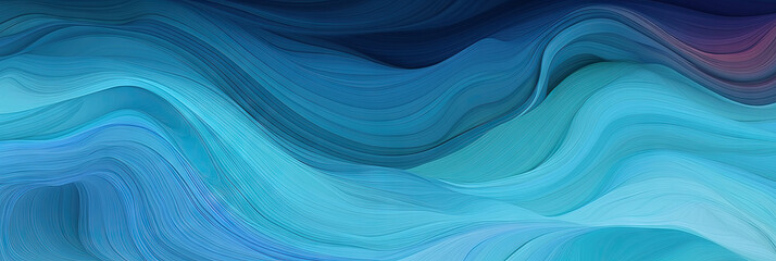Obraz premium a blue abstract drawing of large waves, abstract painting of a wave of blue colors. . modern waves background design with teal blue, dark blue