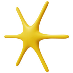 Yellow sparkling star. 3D ikon, sing