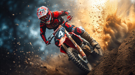 motocross rider in action - obrazy, fototapety, plakaty