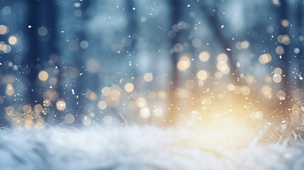 Fototapeta na wymiar Illumination and snow blurred background