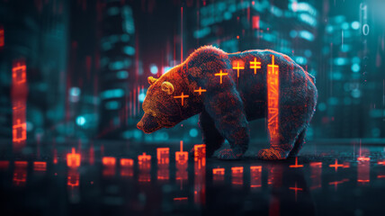 Bull crash Bear, Financial and business abstract background with candle stock graph chart. traders concept,generative ai
