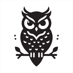 Lunar Serenade: Owl Silhouette Series Creating a Melody of Nighttime Silhouettes - Owl Illustration - Bird Vector
