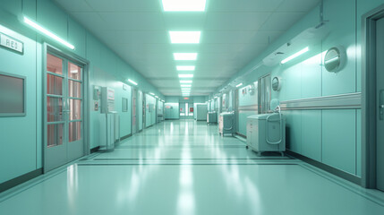 Naklejka na ściany i meble Medical concept. Hospital corridor with rooms