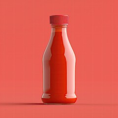 Red ketchup bottle mockup