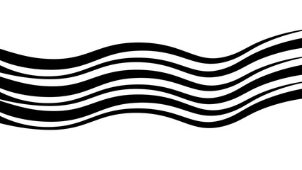 Abstract black and white perspective line stripes with 3-dimensional effects isolated on a white background.