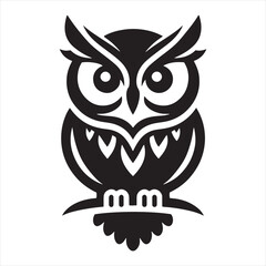 Hushed Nocturne: Owl Silhouette in a Subdued Dance Amidst the Shadows - Owl Illustration - Bird Vector
