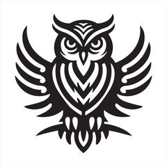 Midnight Guardians: Owl Silhouette Series Embodying the Silent Watchers of the Night - Owl Illustration - Bird Vector
