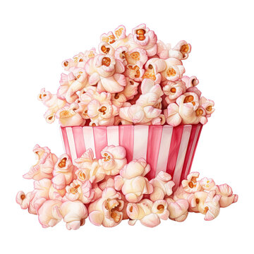 Popcorn Bucket with Pink Popcorn. AI Generated Image