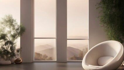 cinematic, stunning, minimalist, thin lightweight light dark white color shining peaceful meditation room with round soft chair with huge lid, beautiful shot, 8k, Extremely detailed. generative AI