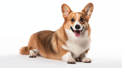 photograph corgi dog isolated on white background