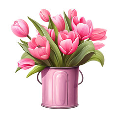 Pink Vase with Pink Tulip. AI Generated Image