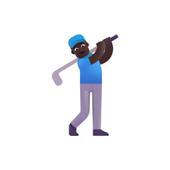 Man Golfing: Dark Skin Tone