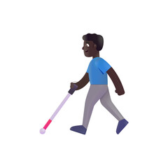 Man with White Cane: Dark Skin Tone
