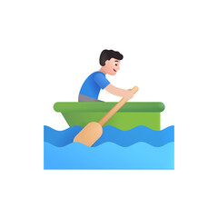 Man Rowing Boat: Light Skin Tone