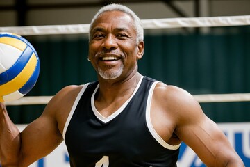 Old basketball player having fun
